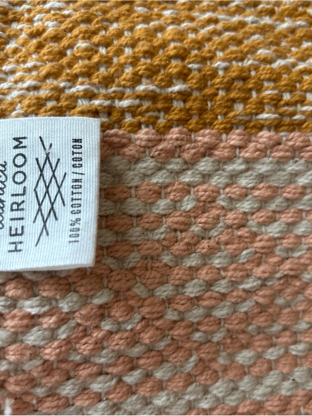 Cotton Waffle peach and mustard table runner
